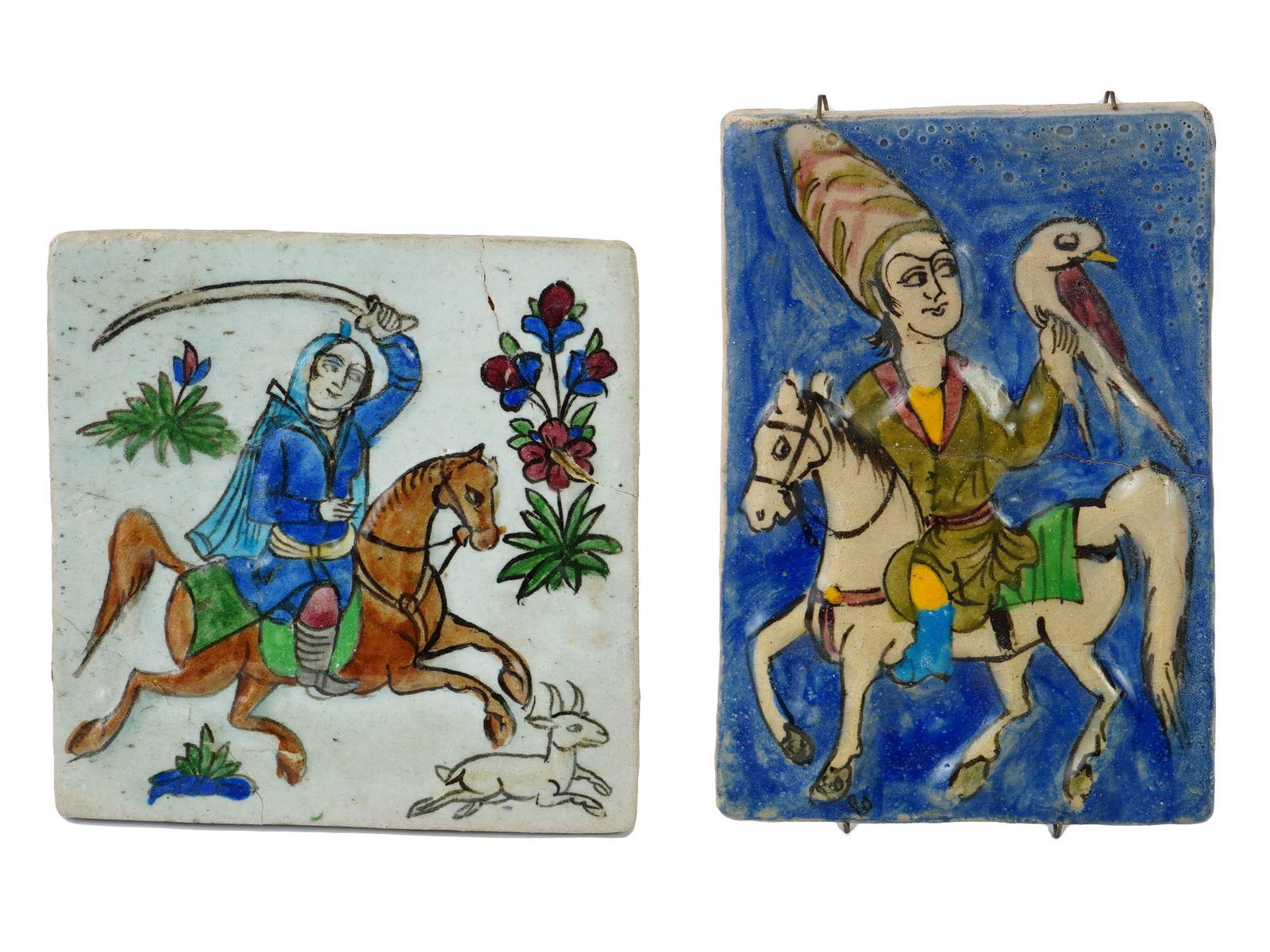 ANTIQUE MIDDLE EASTERN MOLDED PAINTED CERAMIC TILES (1 of 6)