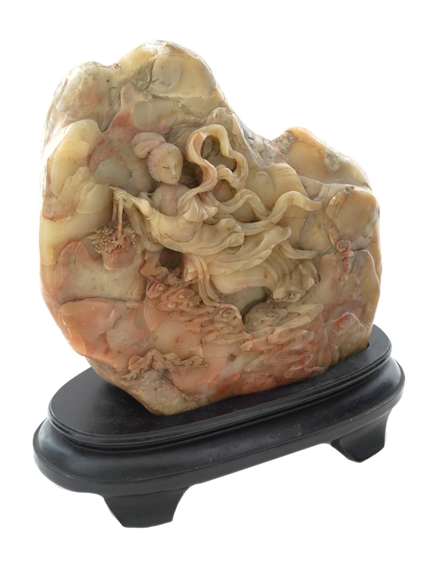 LARGE CHINESE HAND CARVED SHOUSHAN GODDESS FIGURE (1 of 8)