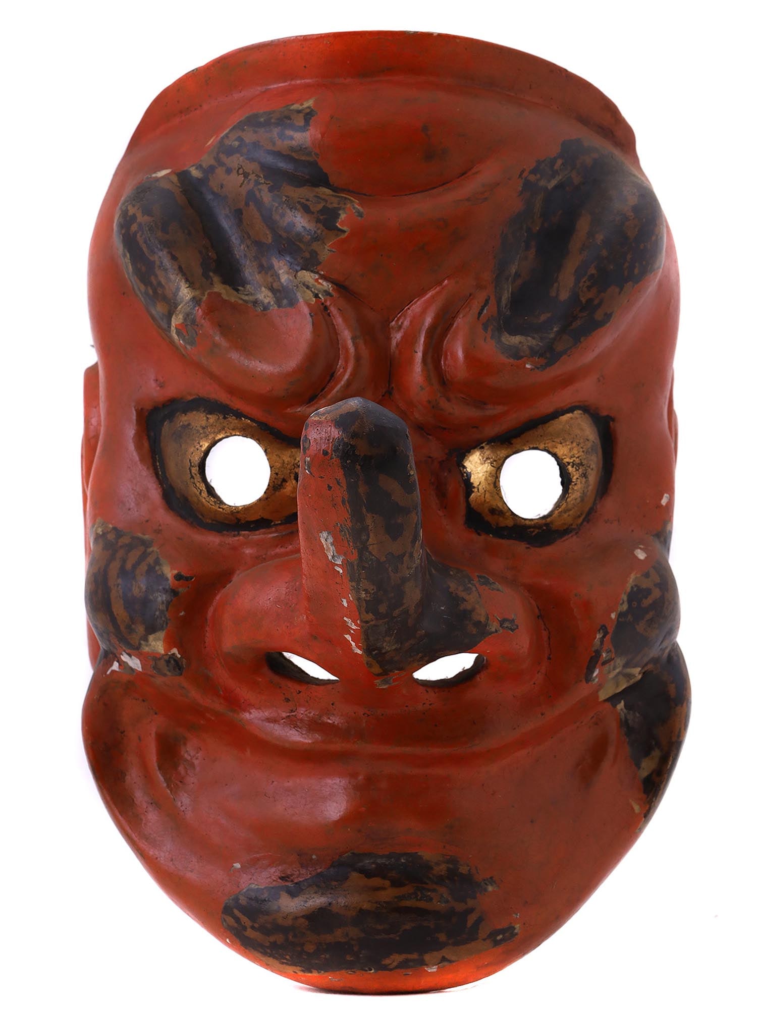 19TH C JAPANESE NOH THEATER HANATAKA TENGU MASK (1 of 3)