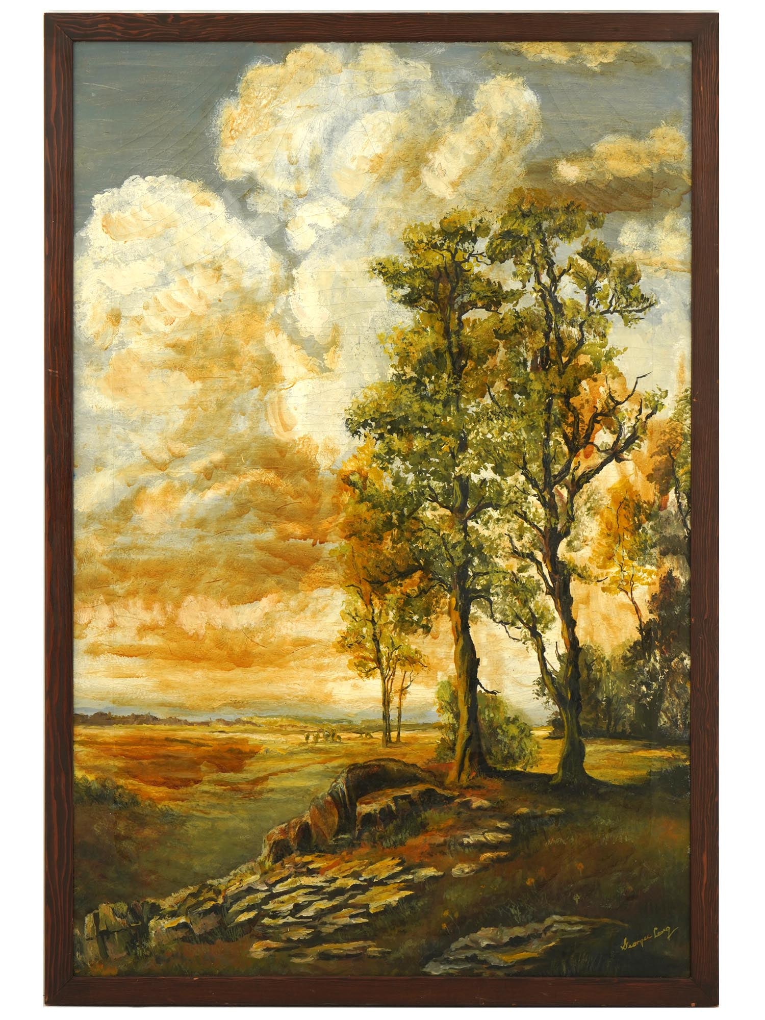 ANTIQUE RURAL LANDSCAPE OIL PAINTING SIGNED (1 of 7)