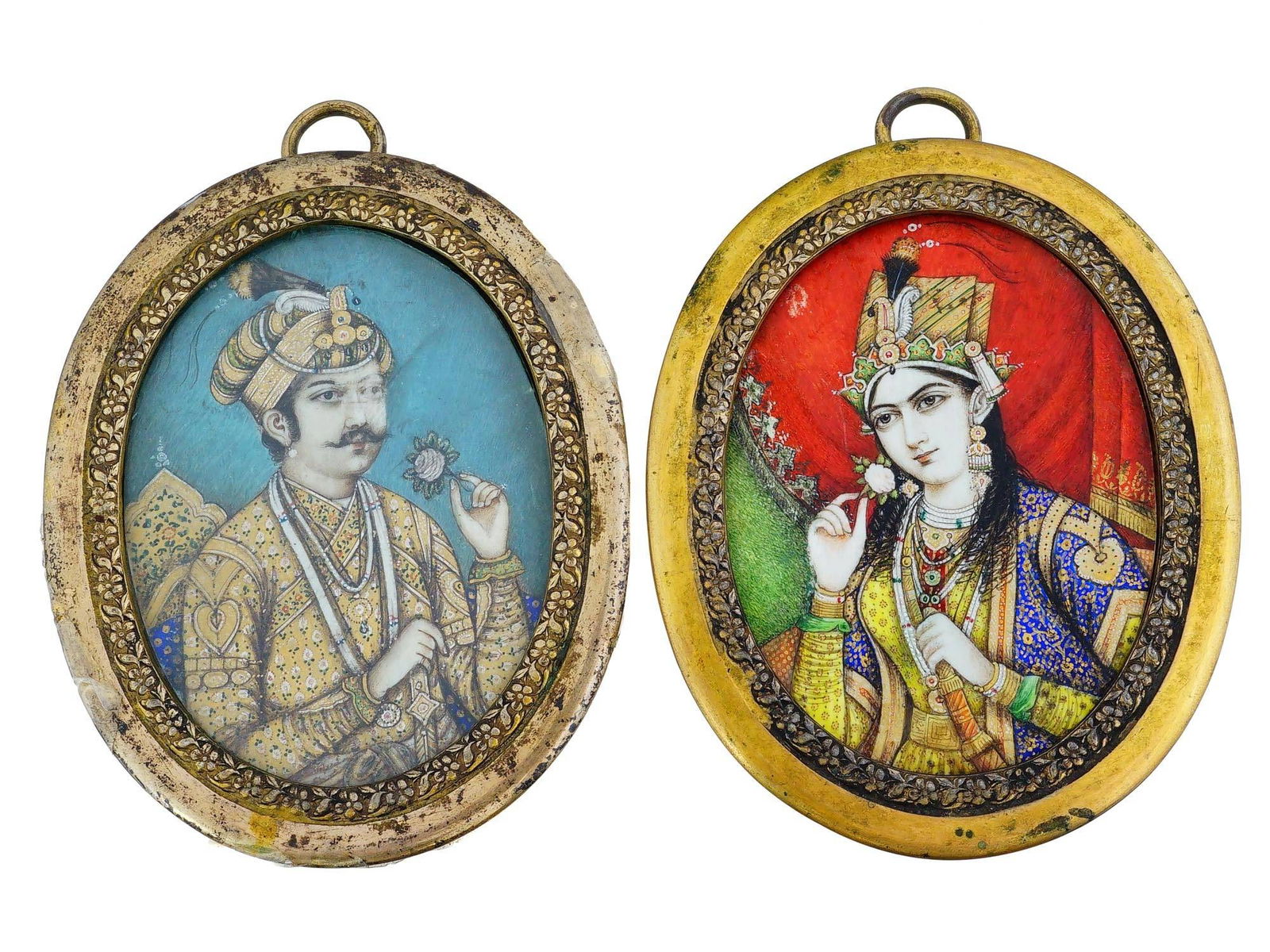 ANTIQUE INDIAN ROYAL PORTRAIT MINIATURE PAINTINGS (1 of 5)