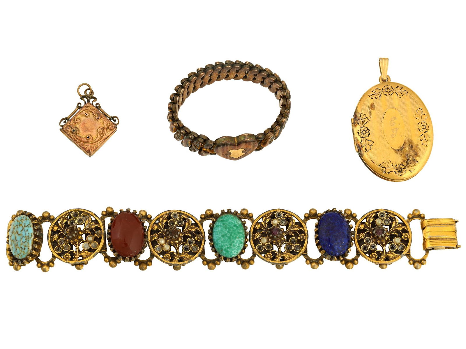 ANTIQUE AND VINTAGE VICTORIAN LOCKET PENDANTS BRACELETS (1 of 9)