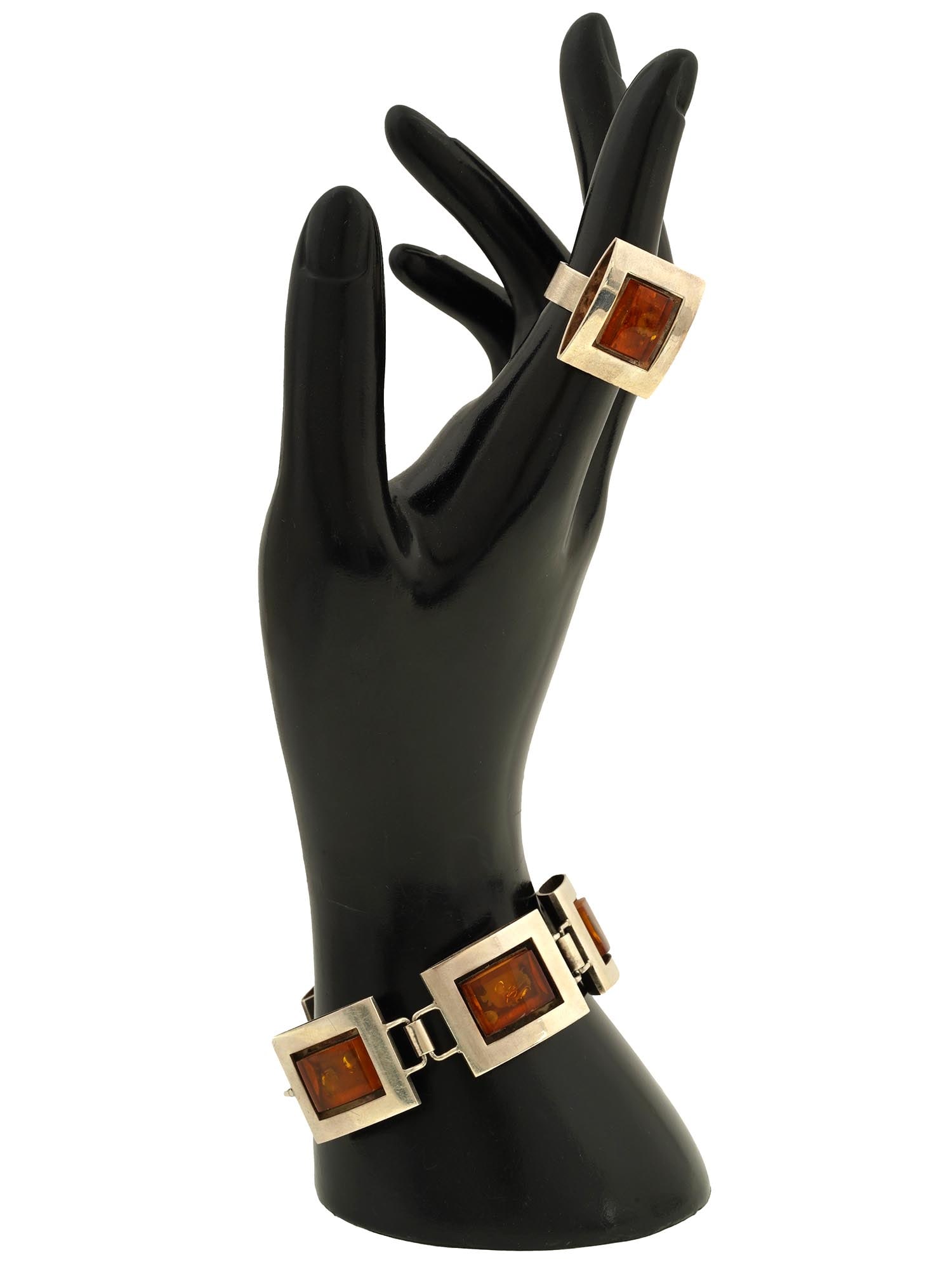 ART DECO SILVER BALTIC AMBER BRACELET AND RING SET (1 of 11)