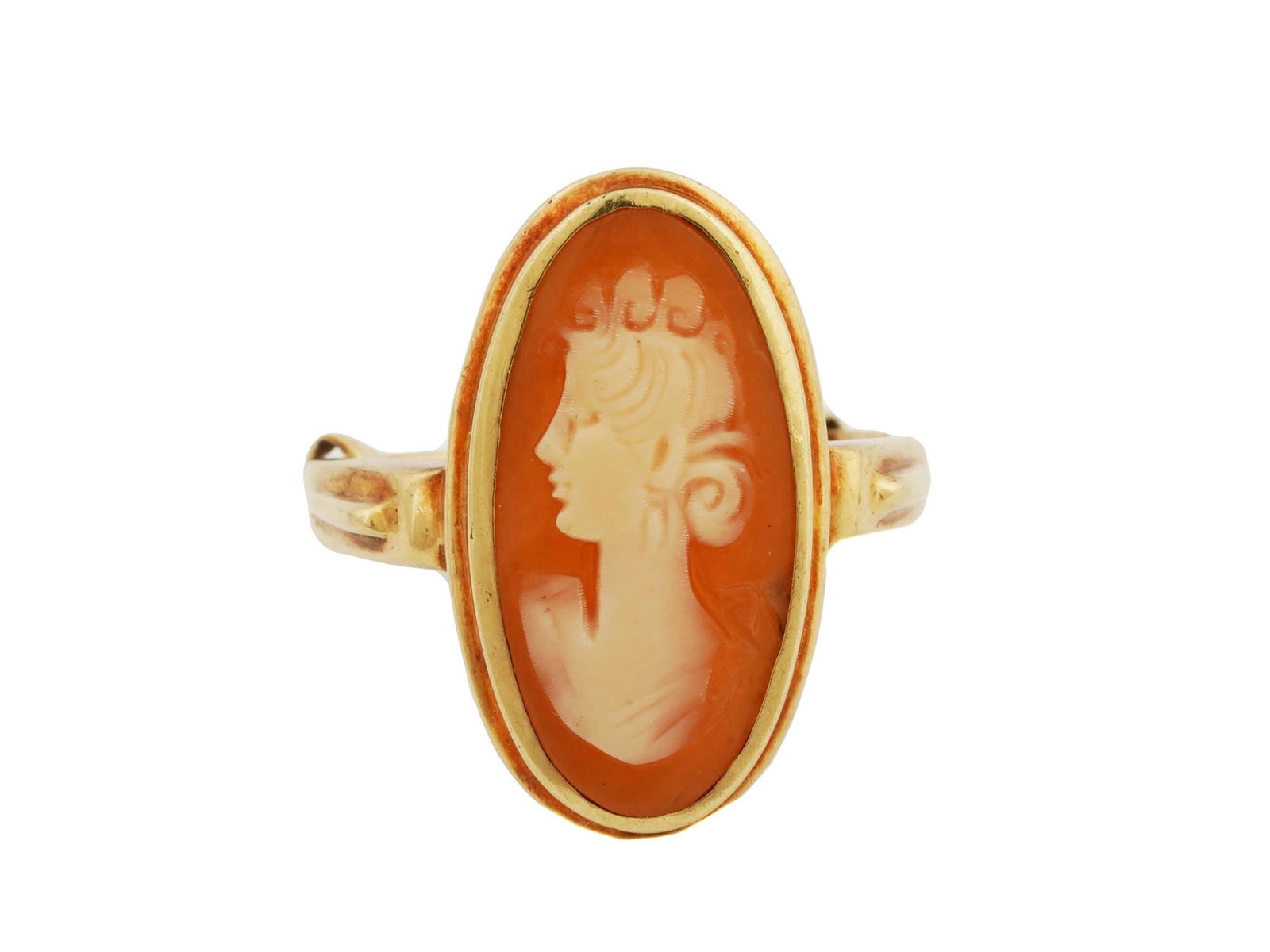 ANTIQUE 14K GOLD PORTRAIT CARVED CORAL CAMEO RING (1 of 5)