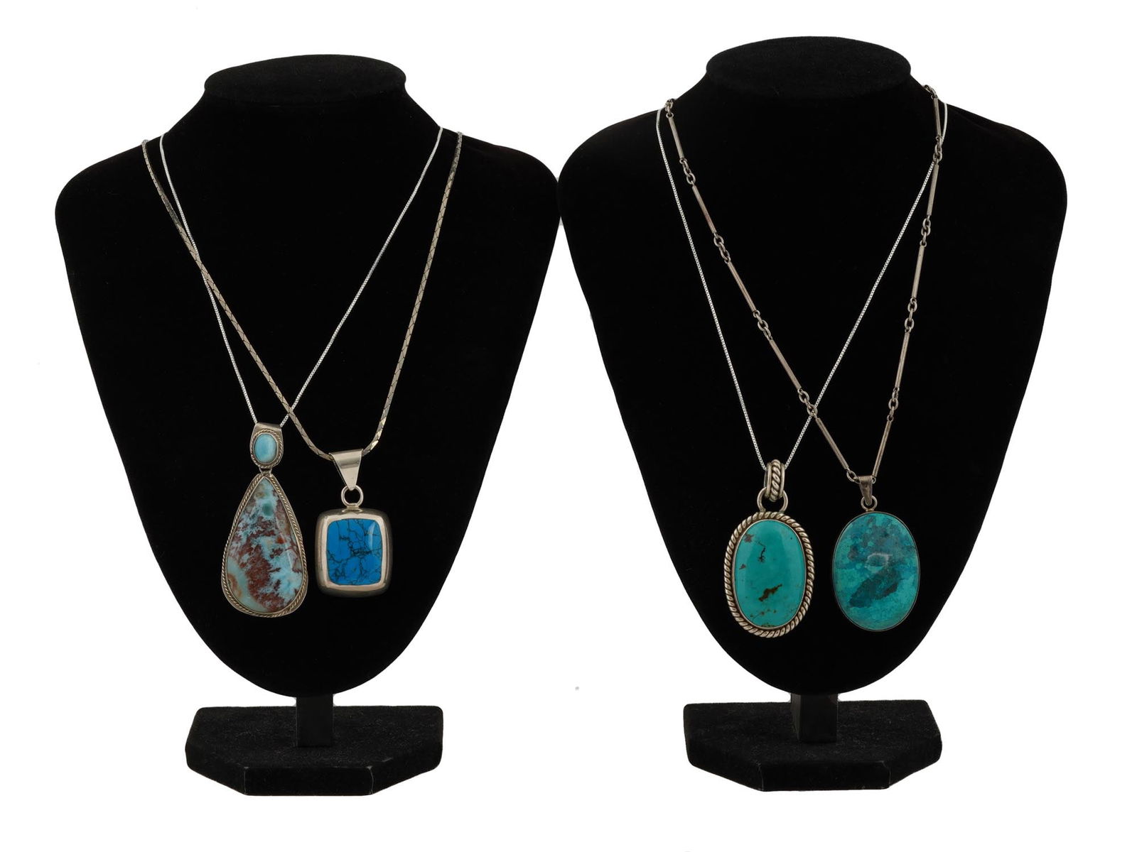 LOT OF 925 STERLING SILVER TURQUOISE STONE NECKLACES (1 of 7)