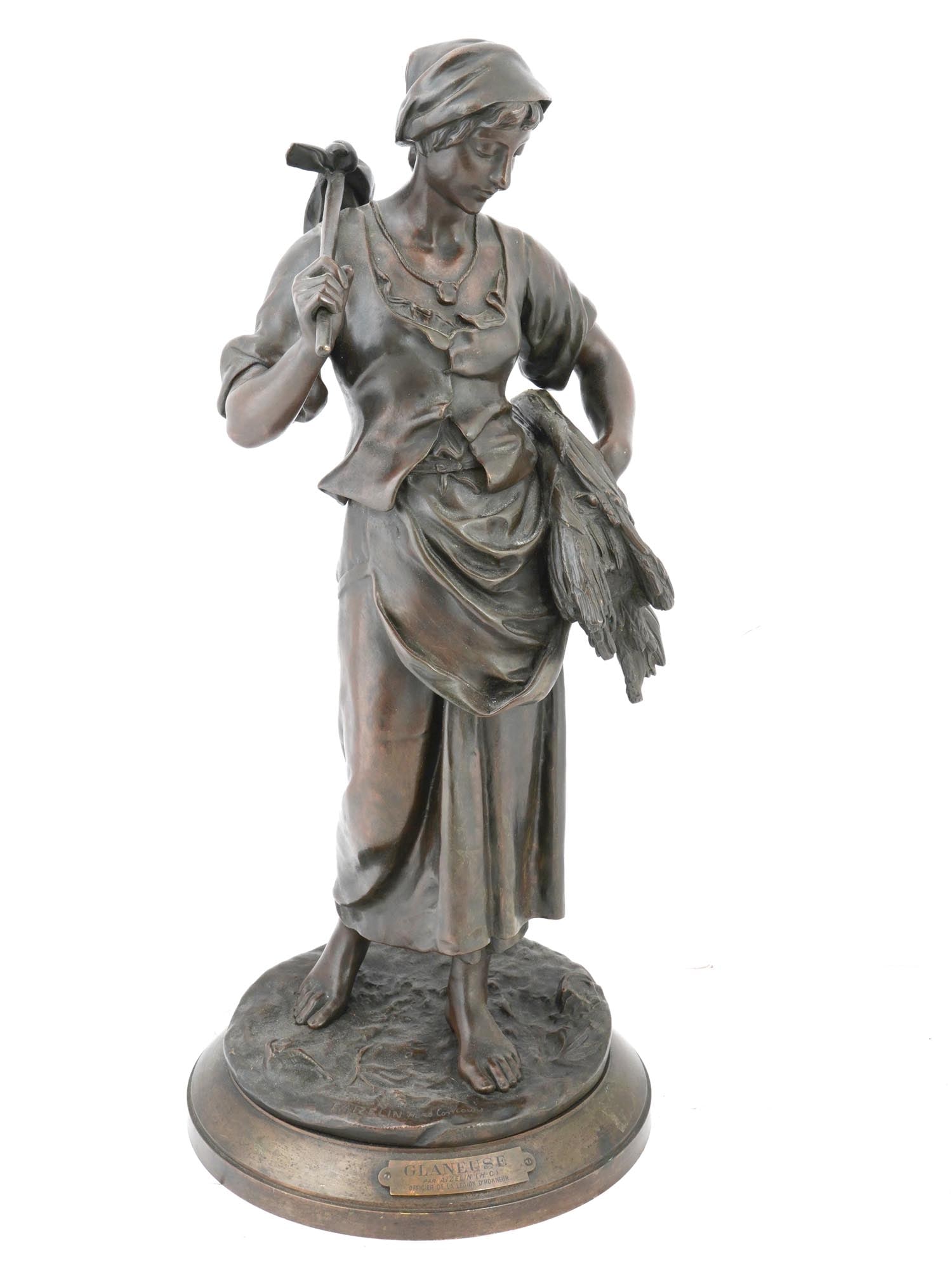 ANTIQUE FRENCH EUGENE AIZELIN BRONZE SCULPTURE (1 of 7)