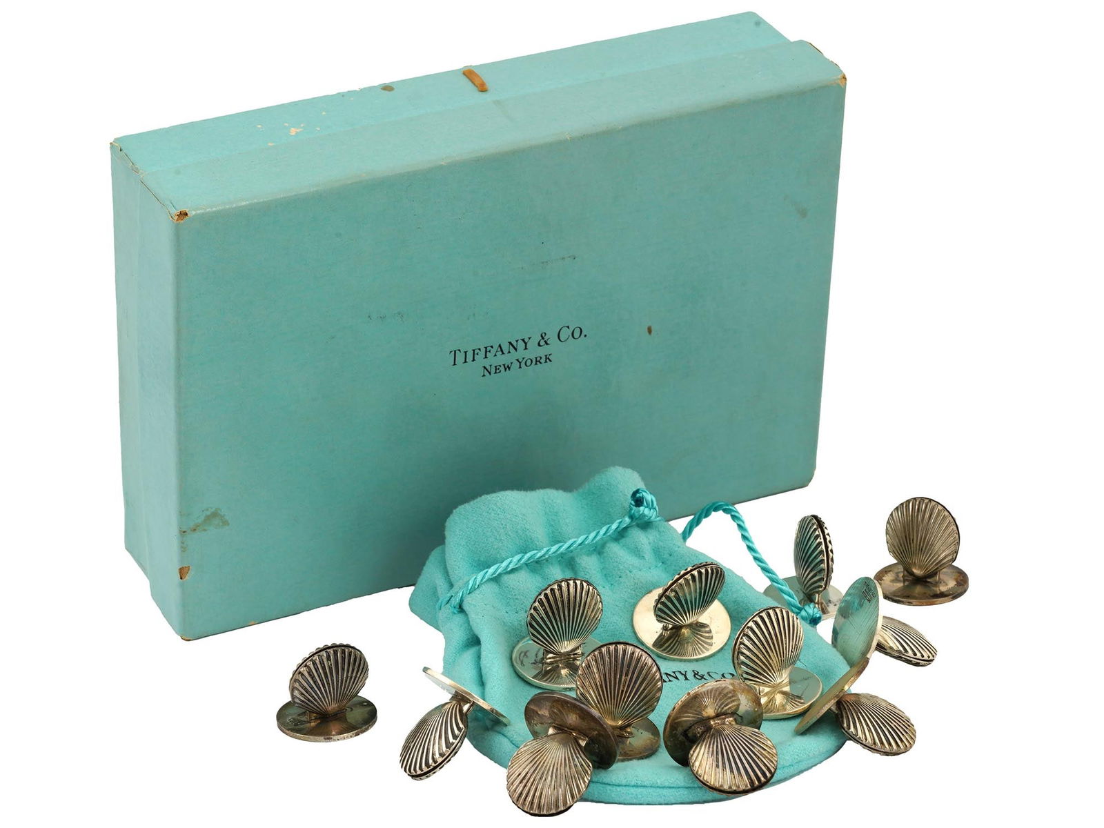 VTG TIFFANY STERLING SILVER SHELL PLACE CARD HOLDERS (1 of 8)