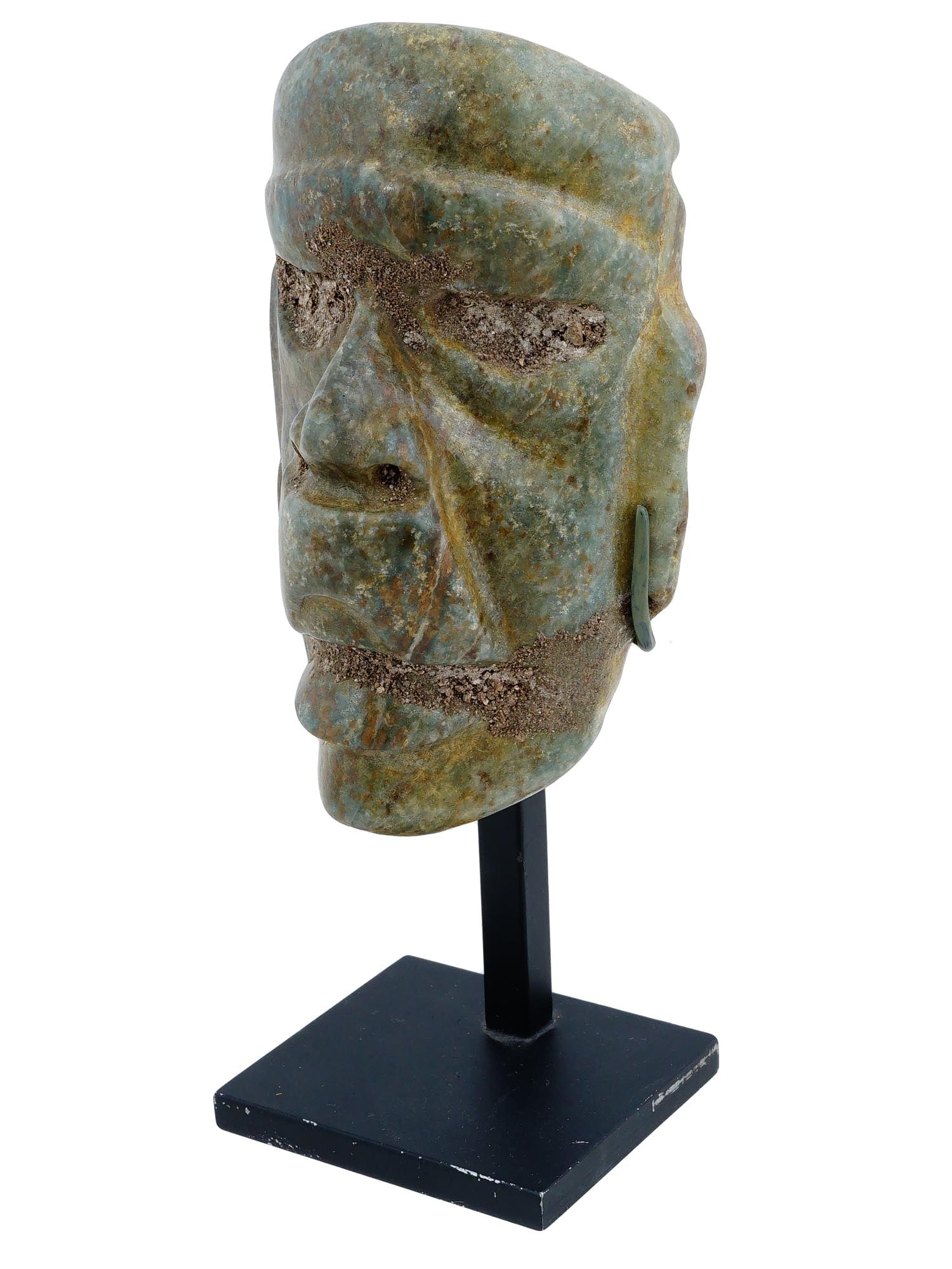 ANCIENT MESOAMERICAN PRE COLUMBIAN STONE FACE MASK (1 of 12)