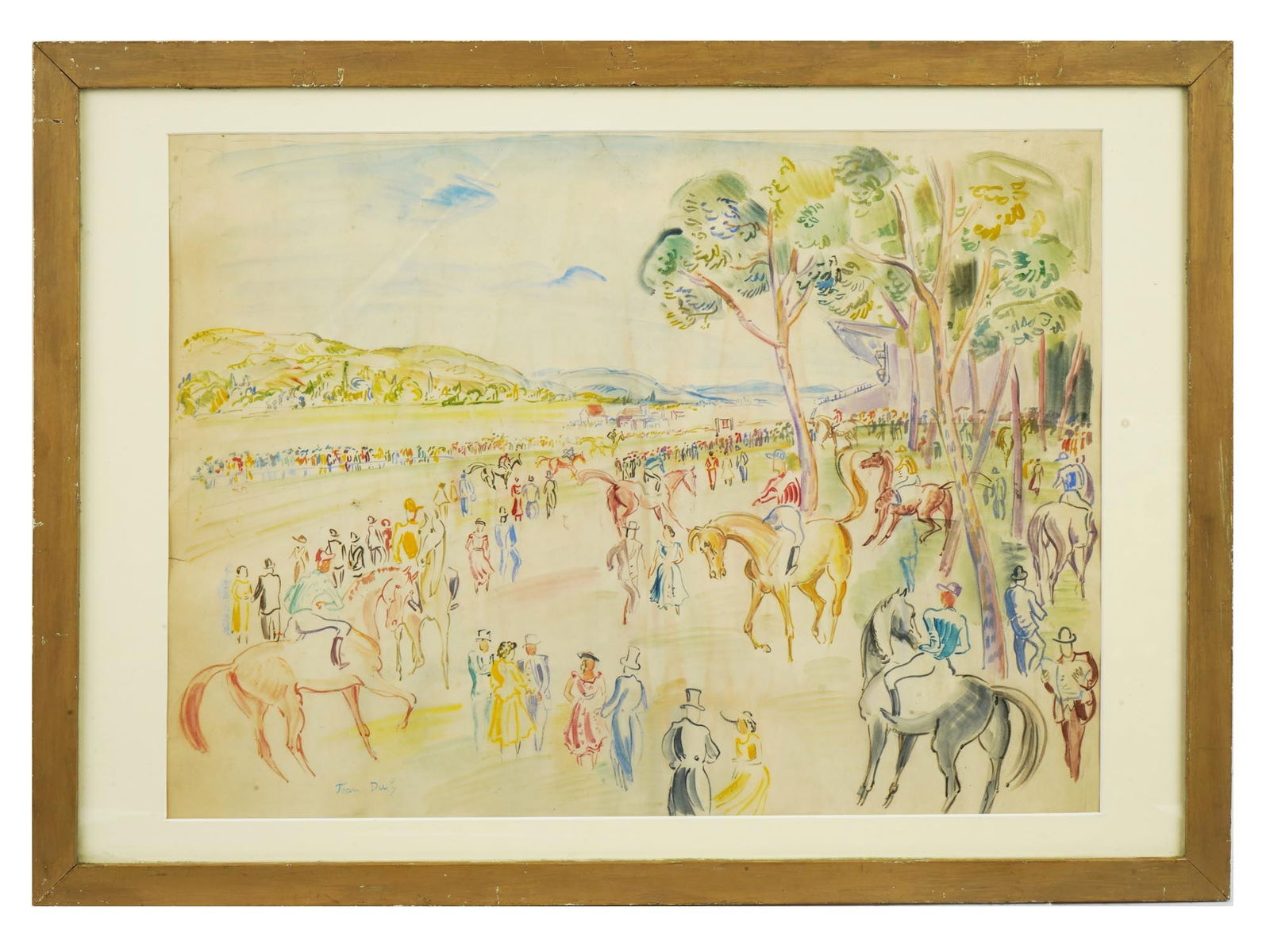 JEAN DUFY SIGNED FRENCH WATERCOLOR GENRE PAINTING (1 of 5)