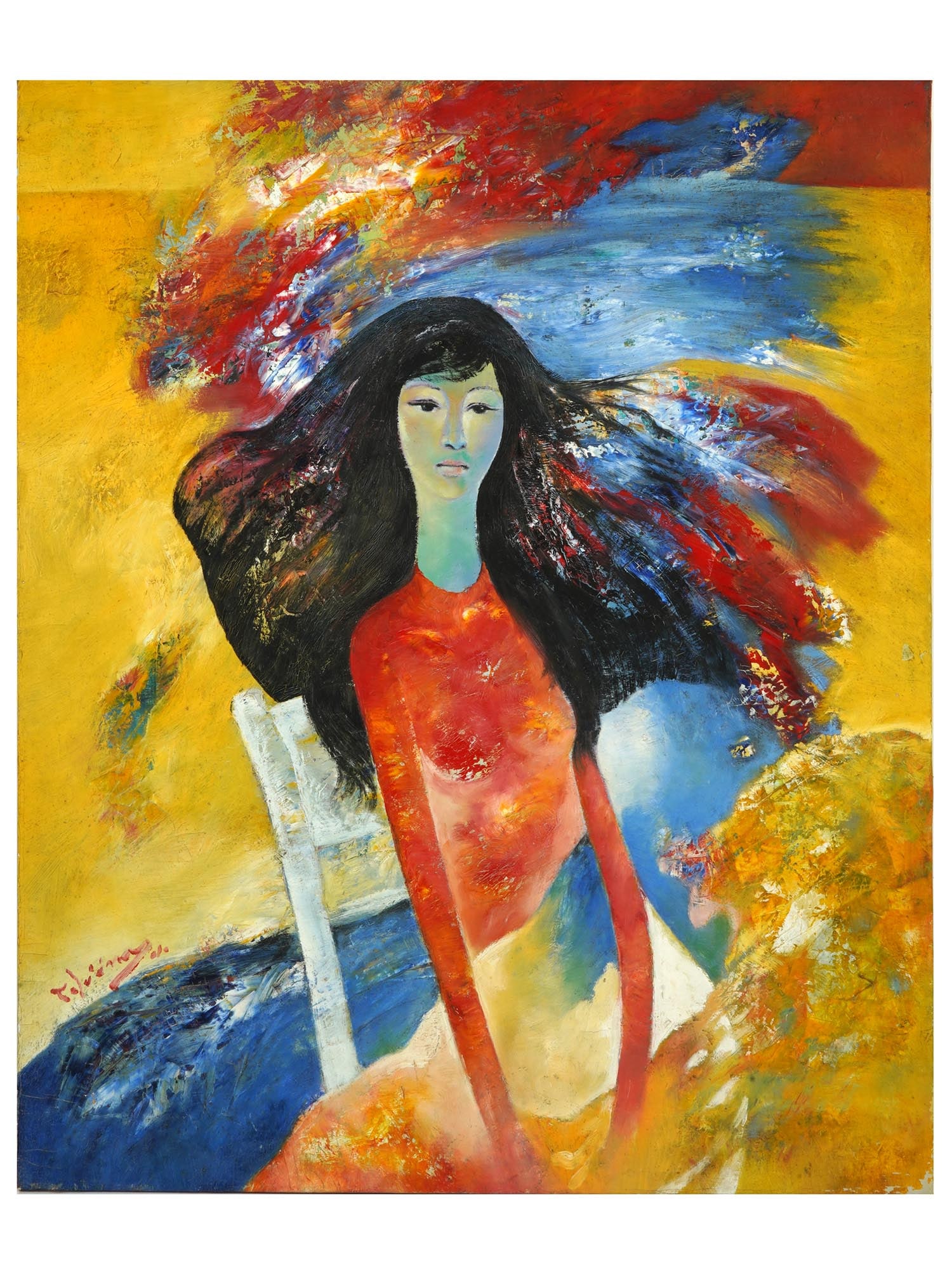 MODERN VIETNAMESE PORTRAIT PAINTING ATTR TO T. PHAM (1 of 7)