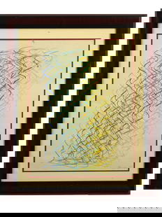 MODERN POLISH PAINTING SIGNED WOJCIECH FANGOR: A pastel drawing on paper depicting an abstract composition, signed Fangor and dated 1972 lower right. Framed. Wojciech Bonawentura Fangor, Polish, 1922 to 2015, also known as Voy Fangor, was a painte