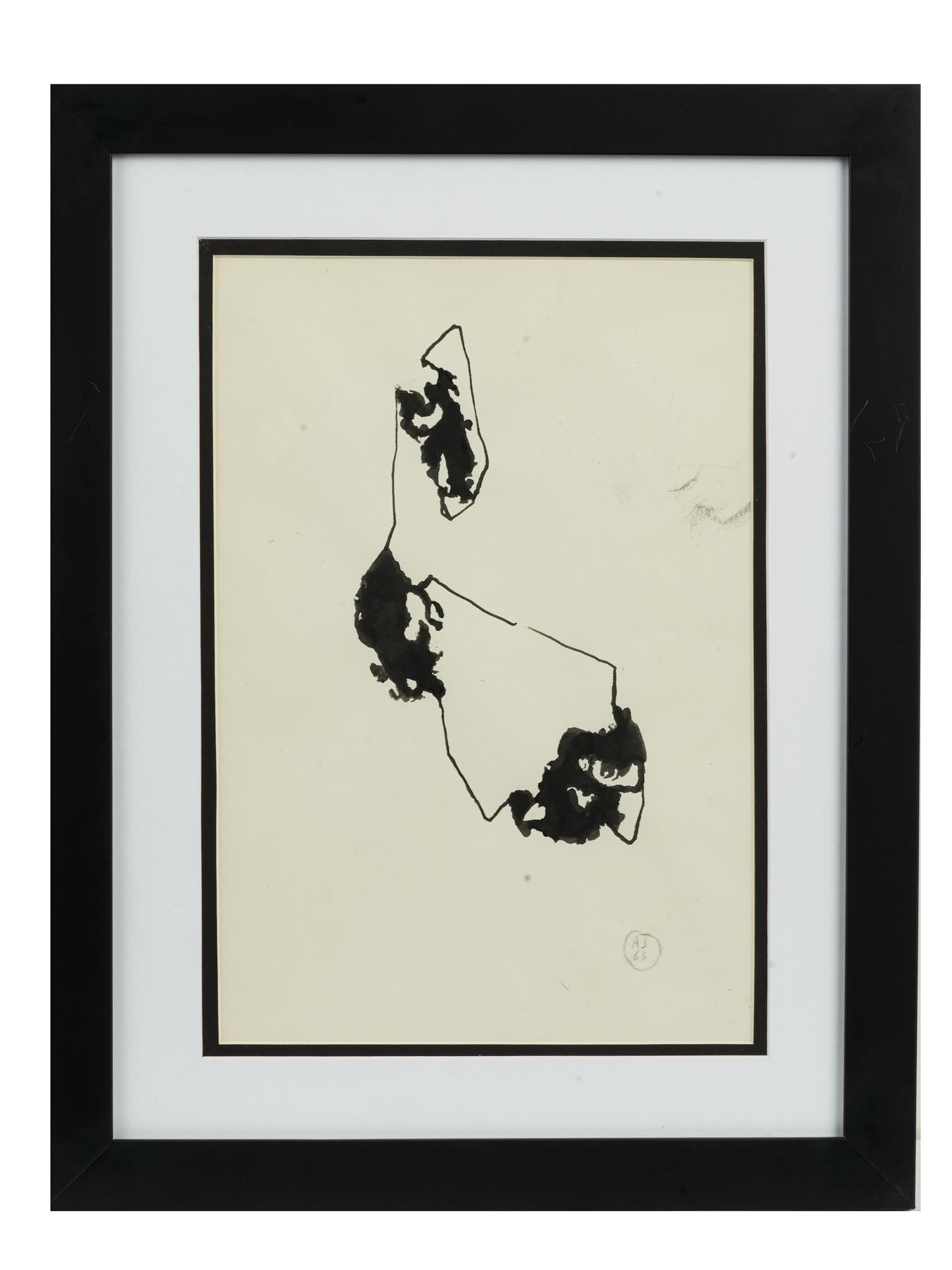 ATTRIBUTED TO ALINA SZAPOCZNIKOW POLISH INK PAINTING (1 of 4)