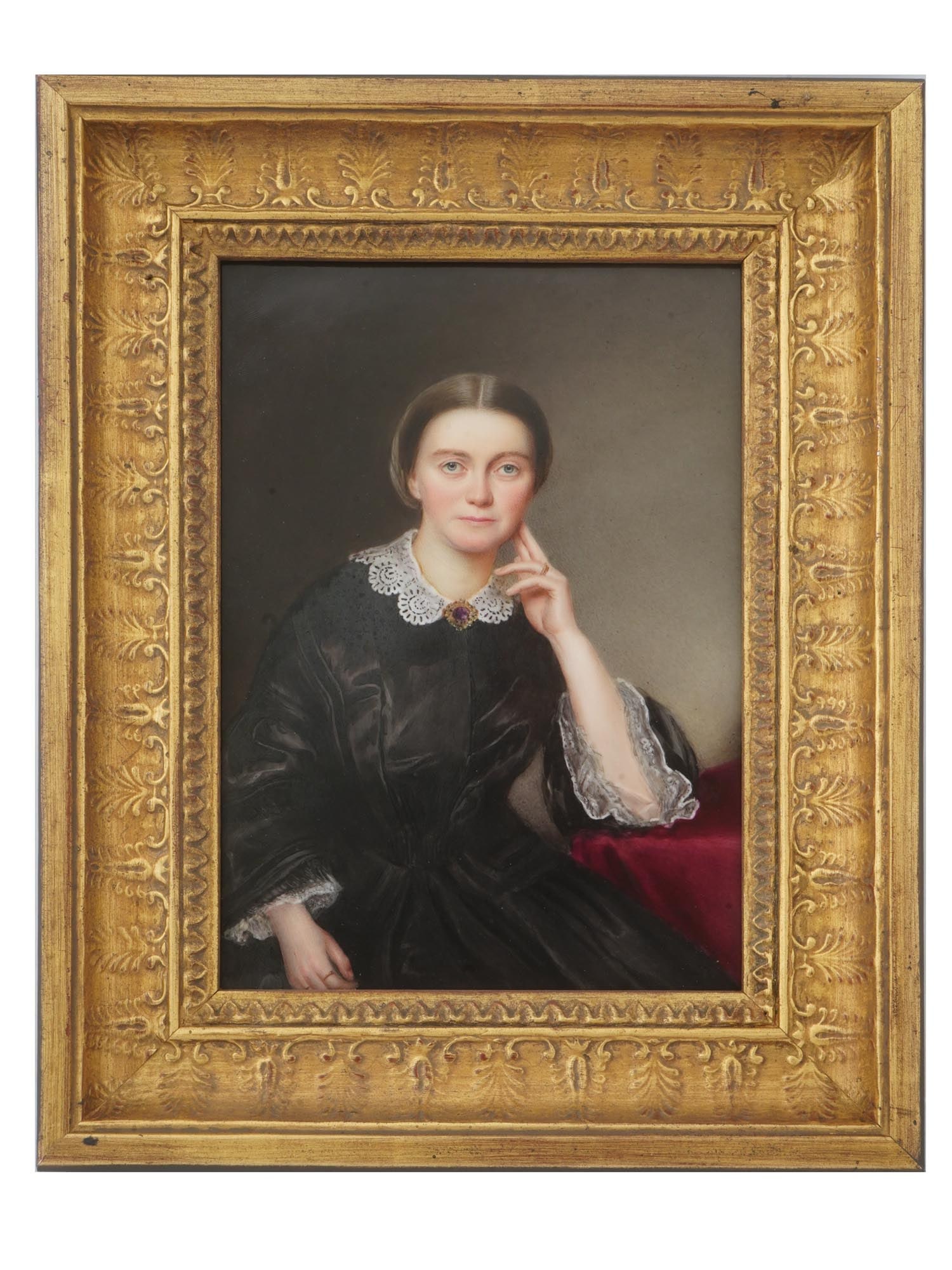 ANTIQUE C 1900 HAND PAINTED PORCELAIN LADY PORTRAIT (1 of 4)