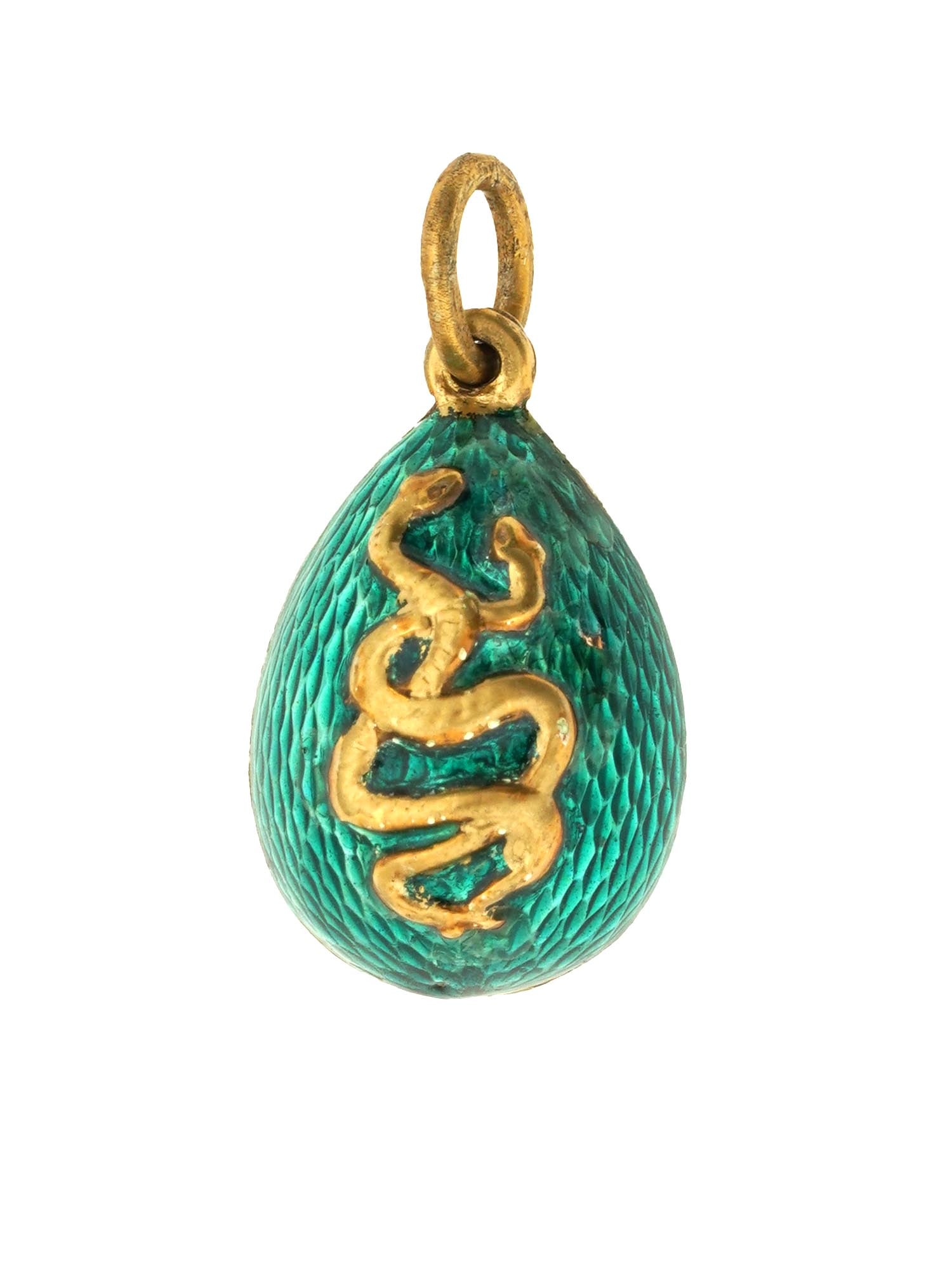 RUSSIAN GILT SILVER GUILLOCHE ENAMEL EGG PENDANT (1 of 5)