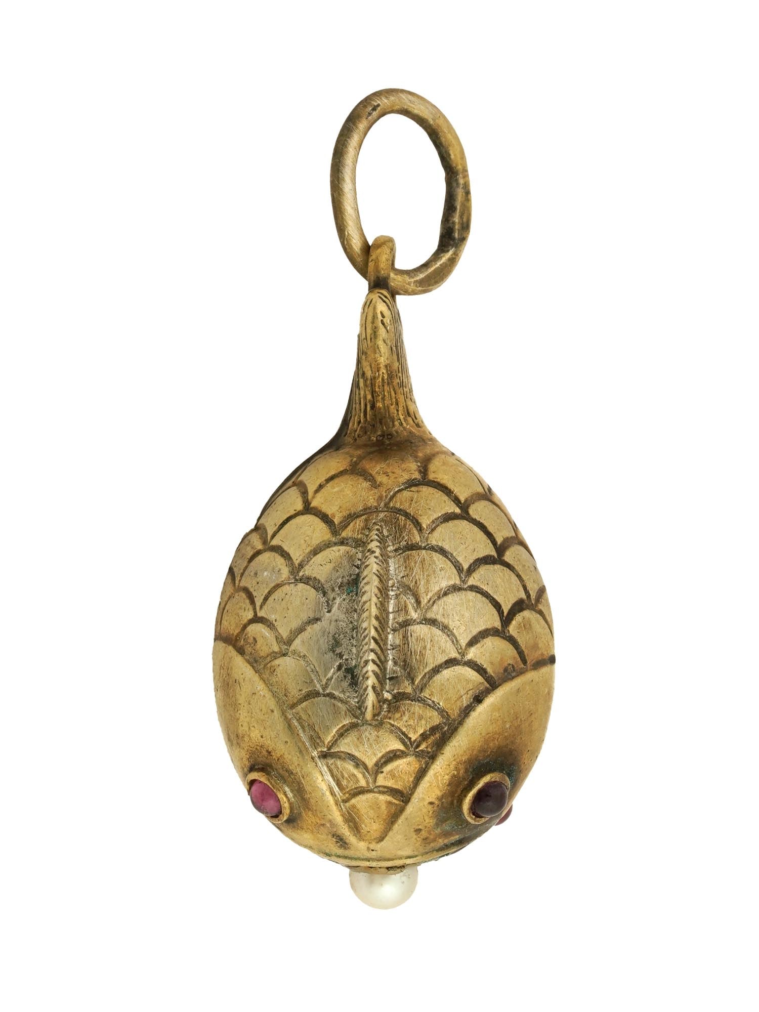 RUSSIAN GILT SILVER FISH EASTER EGG PENDANT GEMSTONES (1 of 7)