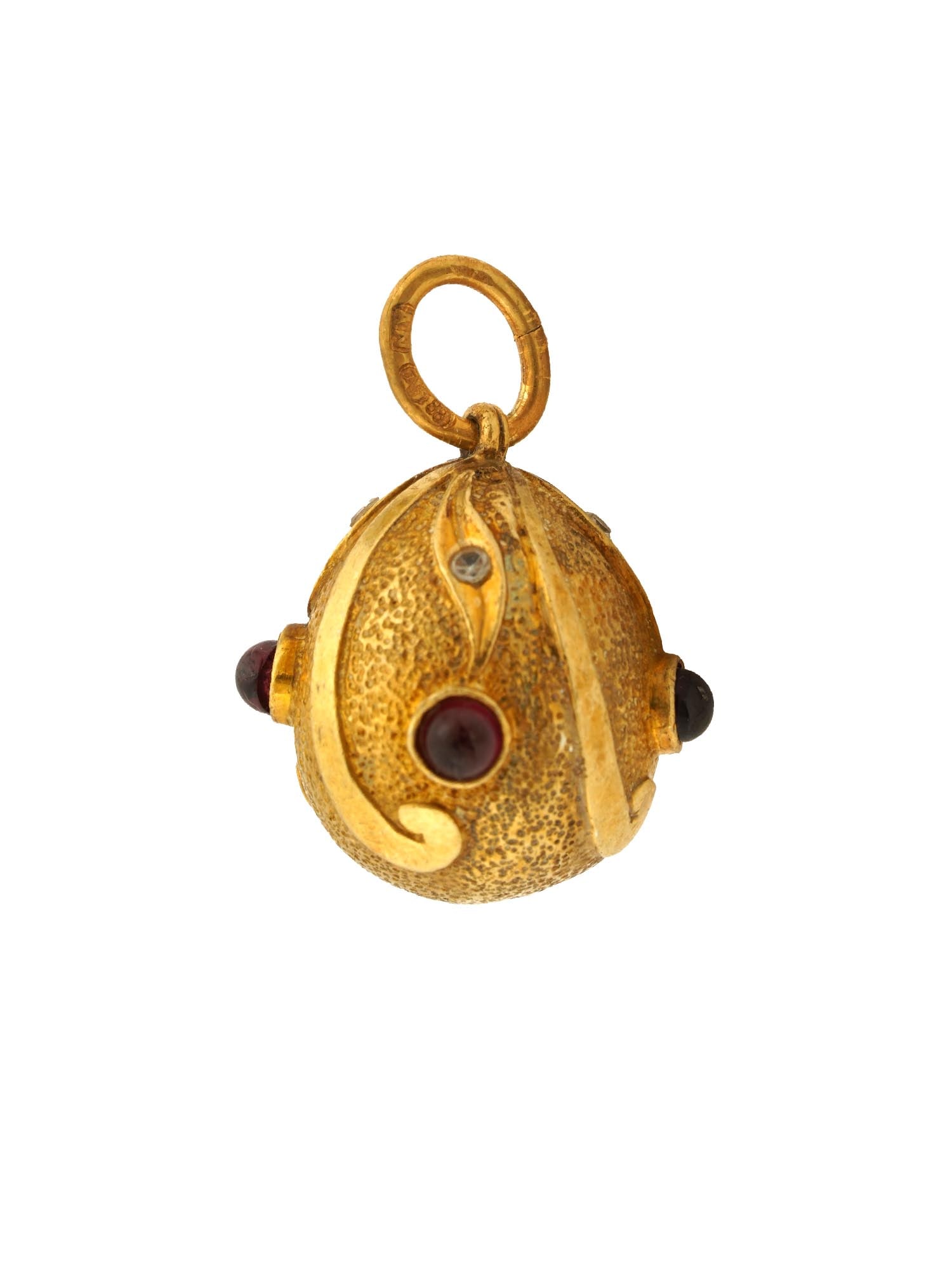 RUSSIAN 88 SILVER DIAMOND RUBY STONE EGG PENDANT (1 of 6)