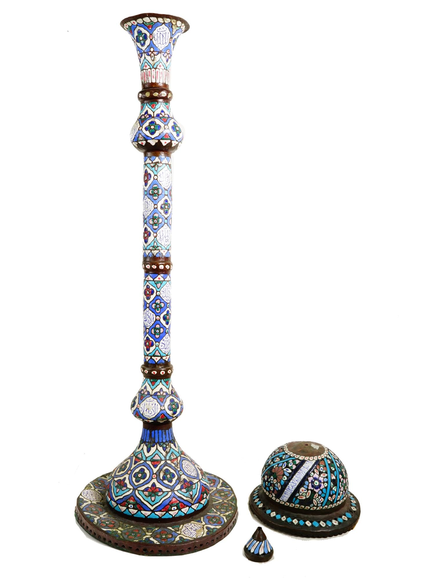 LARGE 19TH CENTURY ISLAMIC ENAMEL METAL LAMP BASE (1 of 11)