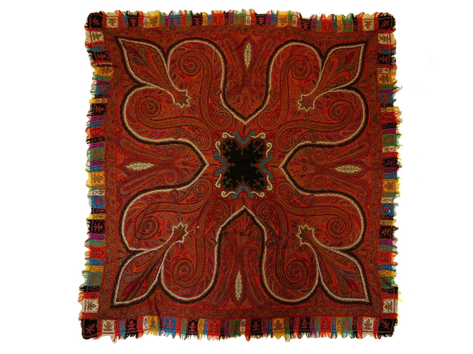 ANTIQUE 19TH C HAND MADE KASHMIR WOOL PAISLEY SHAWL (1 of 6)