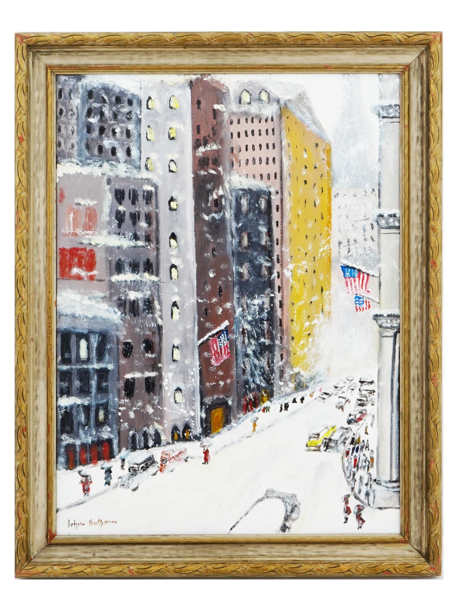 GUY WIGGINS SCHOOL CITYSCAPE OIL PAINTING SIGNED (1 of 4)