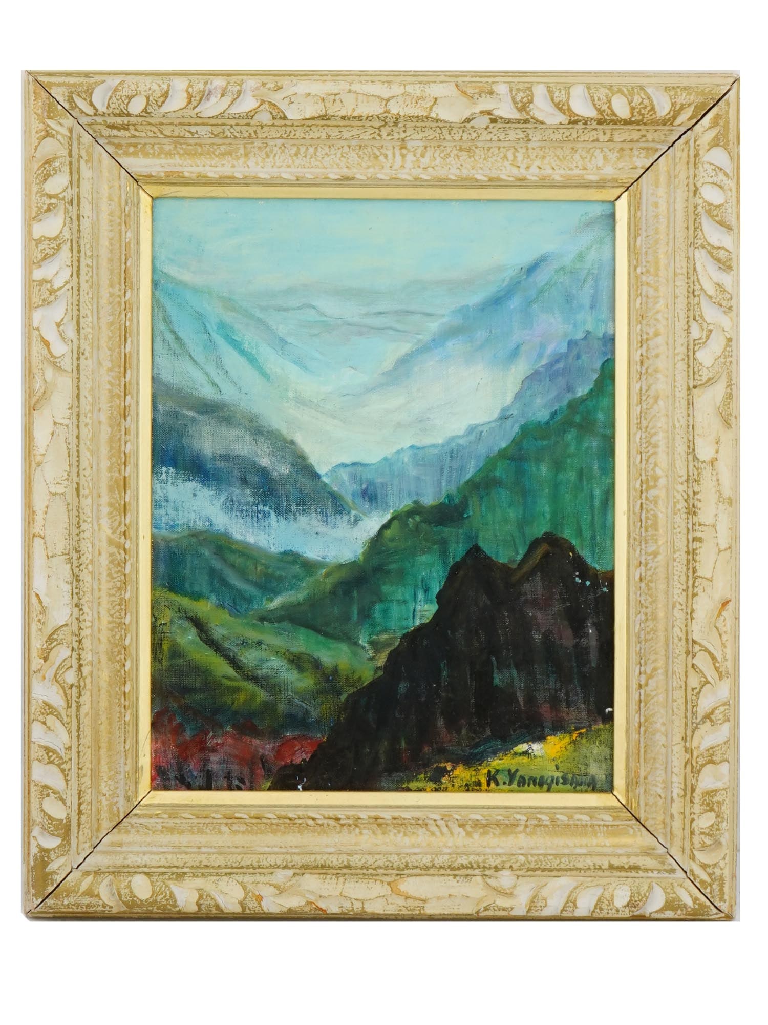 MID CENT MOUNTAIN LANDSCAPE OIL PAINTING SIGNED (1 of 4)
