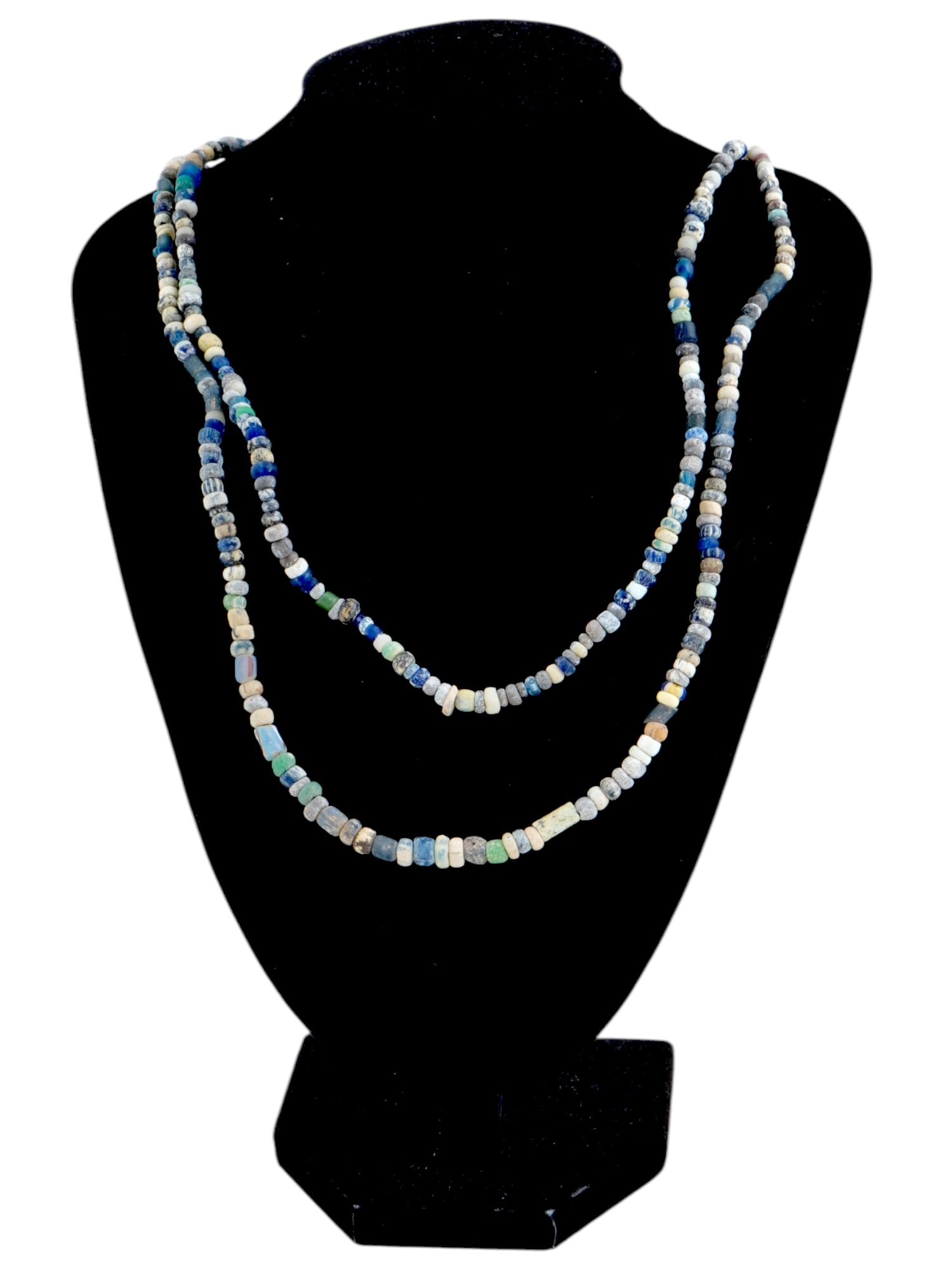 TWO ANCIENT ROMAN GLASS BEAD NECKLACES 100 TO 300 AD (1 of 3)