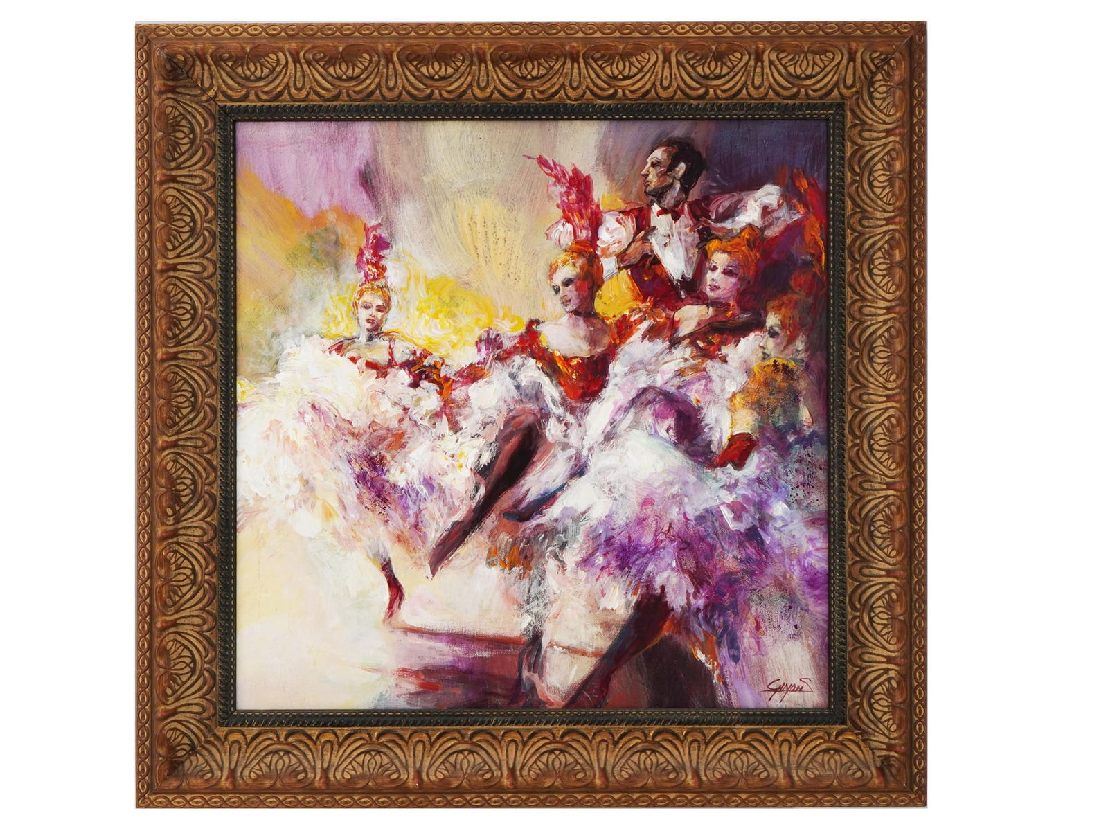 VTG FRENCH OIL PAINTING CABARET BY MICHEL GUYON (1 of 5)