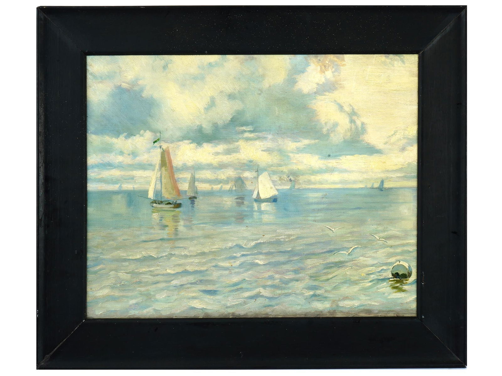 AMERICAN SCHOOL IMPRESSIONIST SEASCAPE OIL PAINTING (1 of 4)