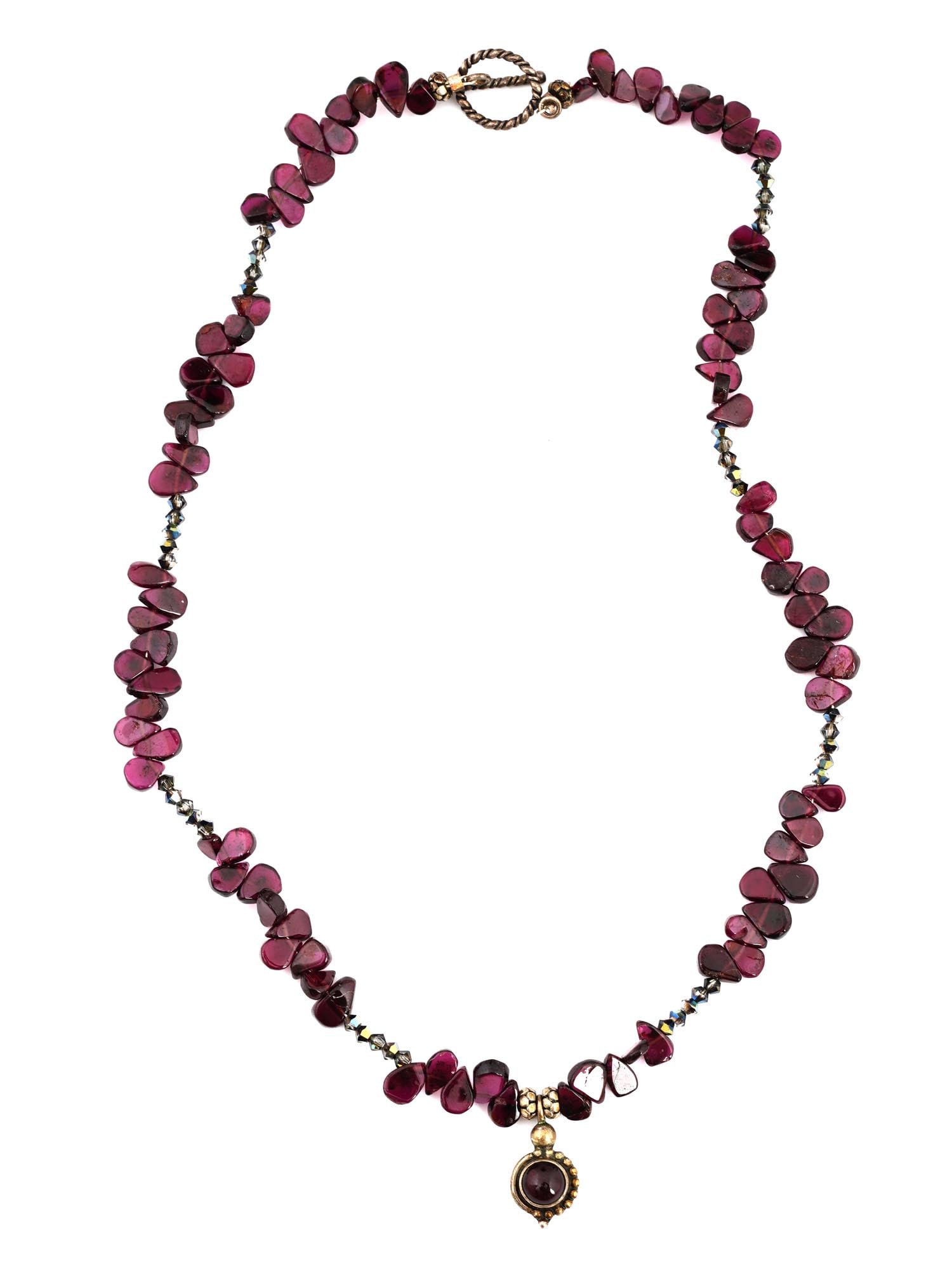 STERLING SILVER AND GARNET BEADED NECKLACE (1 of 5)