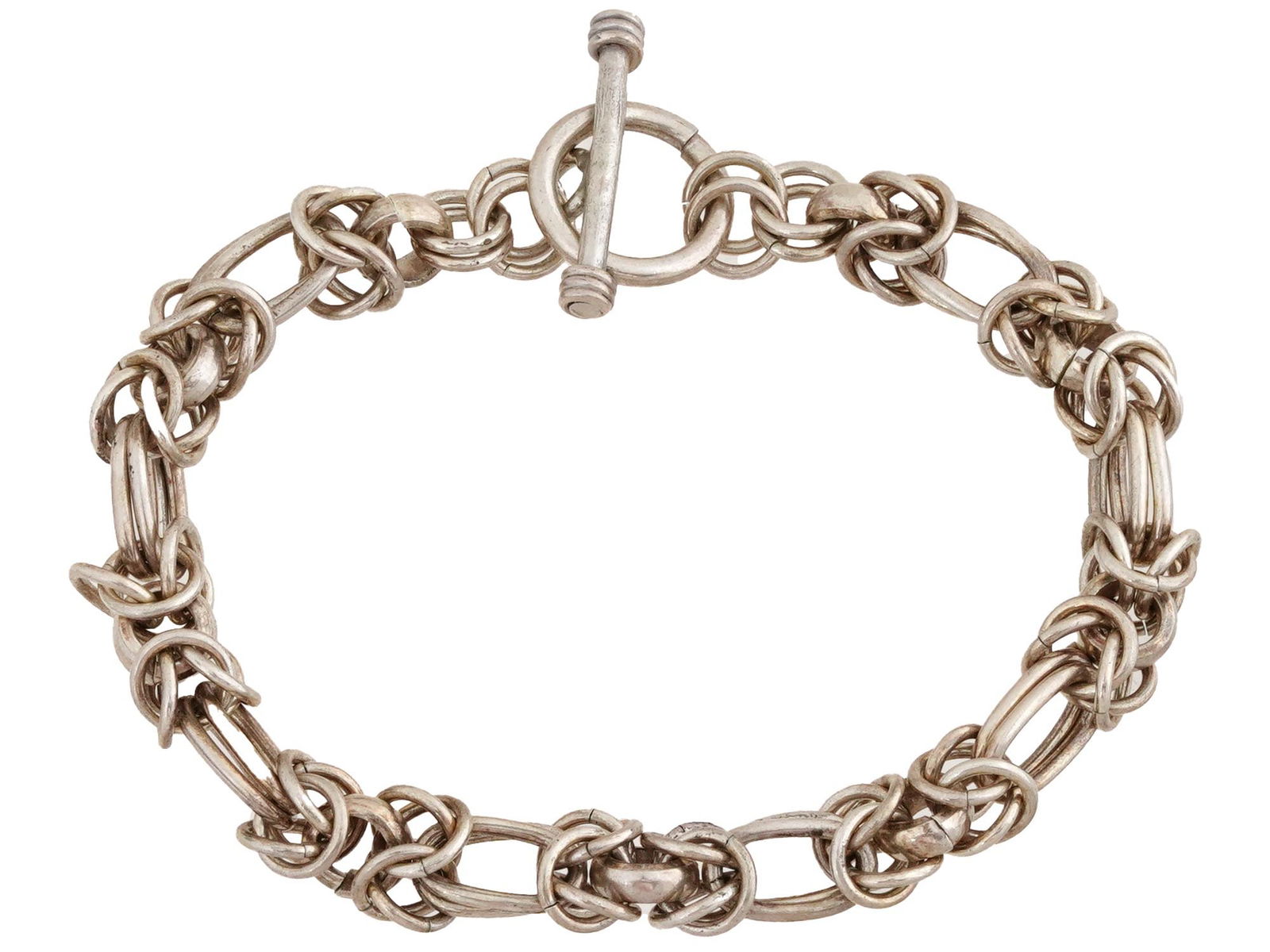 VINTAGE 925 STERLING SILVER BYZANTINE BRACELET (1 of 2)