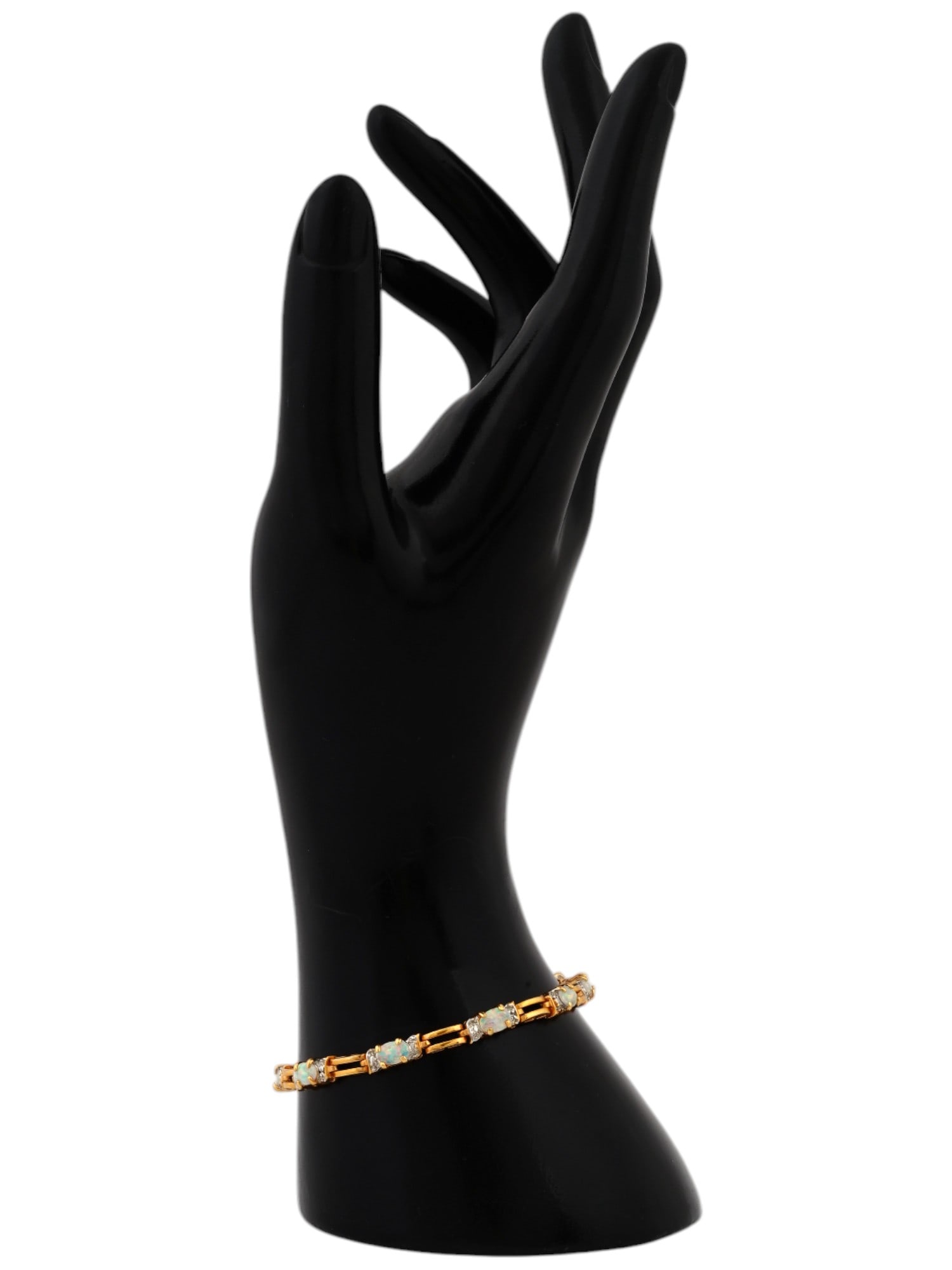 GILT STERLING SILVER TENNIS BRACELET WITH GEMSTONES (1 of 6)