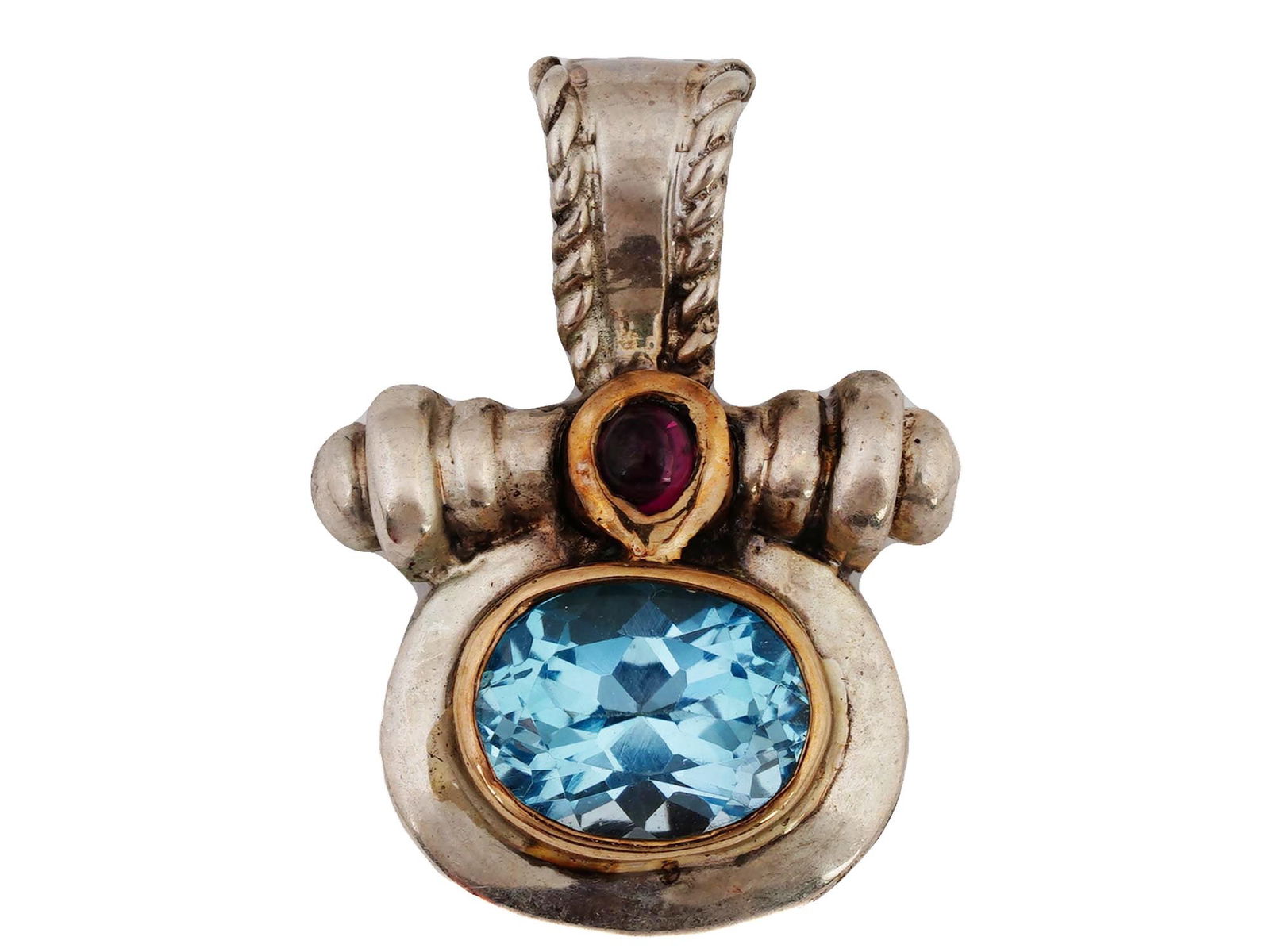 14K GOLD STERLING SILVER RUBY TOPAZ ENHANCER PENDANT (1 of 4)