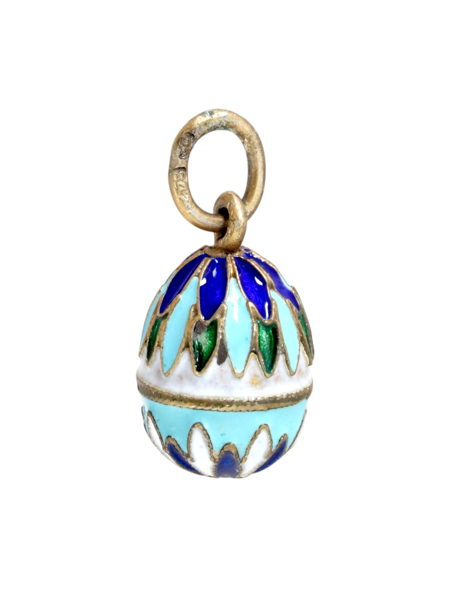 RUSSIAN GILT SILVER CLOISONNE ENAMEL EGG PENDANT (1 of 5)