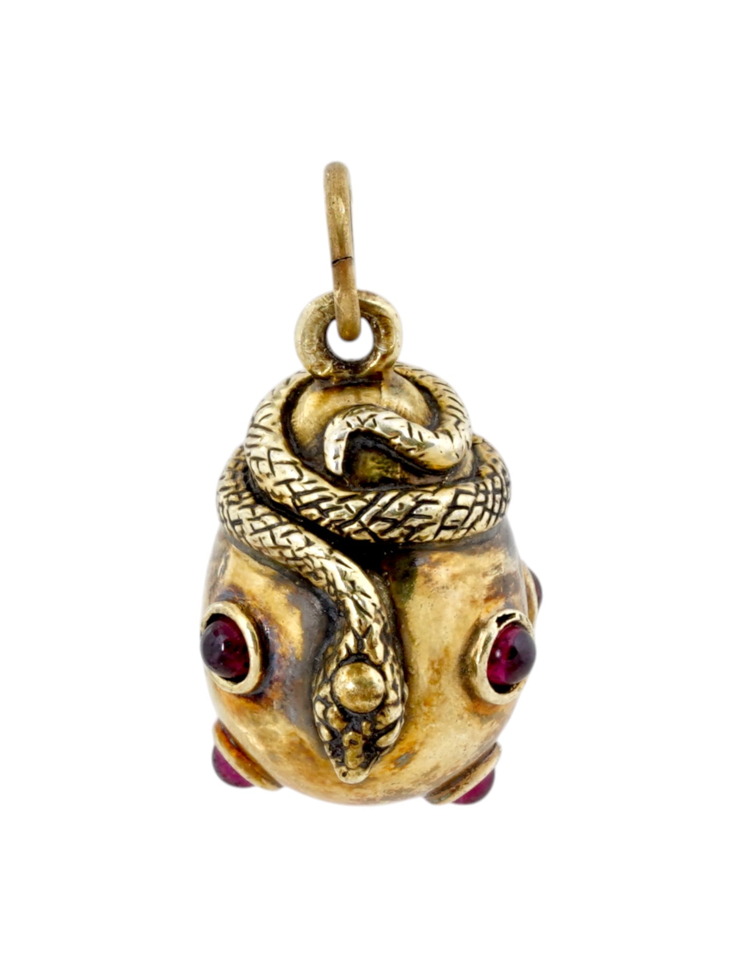 RUSSIAN GILT SILVER RUBY SNAKE EGG PENDANT (1 of 4)