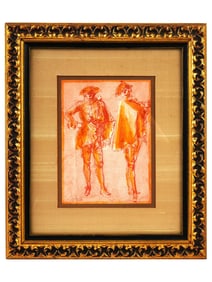 MIXED MEDIA OVER LITHOGRAPH BY CONGER A METCALF