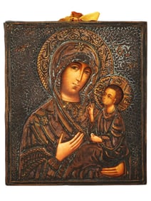 RUSSIAN ORTHODOX PRINT ON WOOD MOTHER OF GOD KAZAN ICON