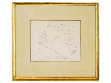 FRENCH NEW YEAR INK PAINTING BY MARCEL VERTES