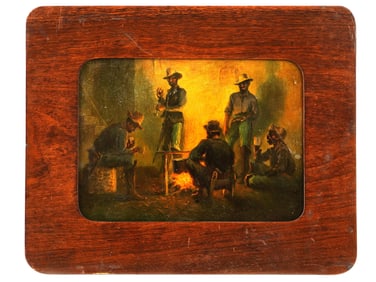 AFRICAN AMERICAN ARMY BUFFALO SOLDIERS OIL PAINTING