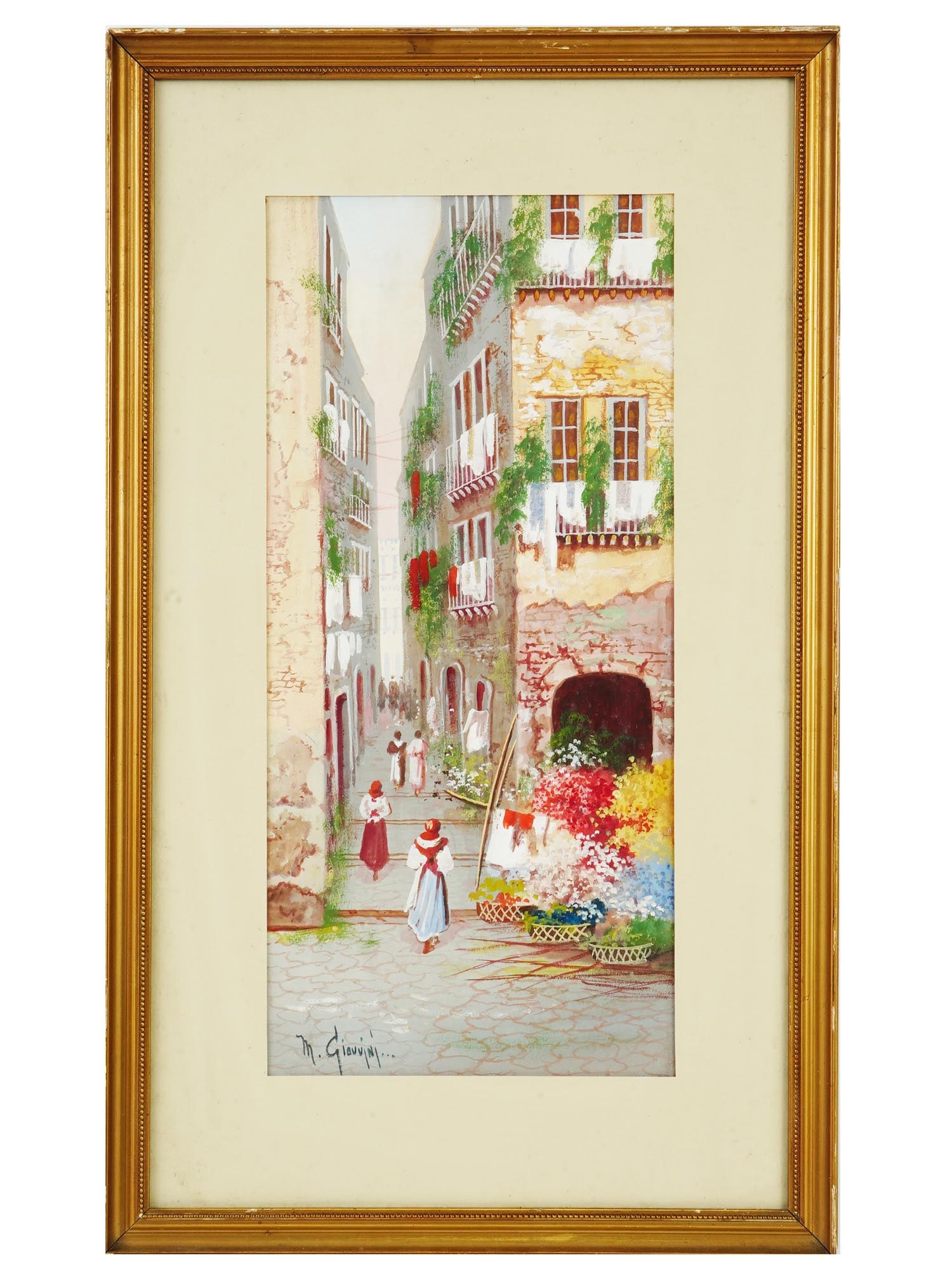 MID CENT ITALIAN CITYSCAPE GOUACHE PAINTING SIGNED (1 of 5)