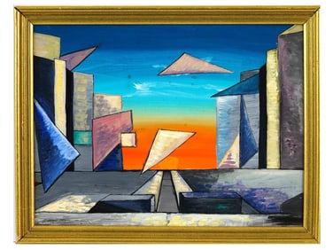 ABSTRACT INDIAN OIL PAINTING AFTER SADANAND BAKRE