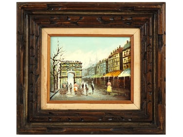VINTAGE OIL PARIS CITYSCAPE PAINTING BY HENDERSON