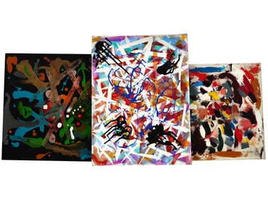 MODERN ABSTRACT EXPRESSIONIST MIXED MEDIA PAINTINGS