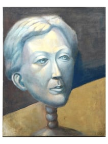 MODERN SURREAL MANNER BUST PORTRAIT OIL PAINTING