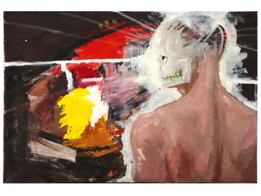 BACON MANNER EXPRESSIONIST PORTRAIT OIL PAINTING