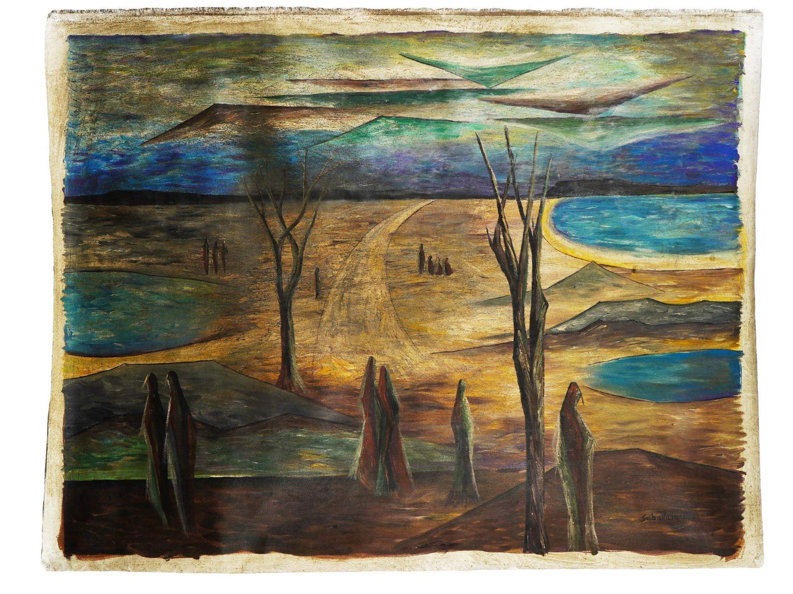 ATTR TO JEHANGIR SABAVALA MODERN INDIAN OIL PAINTING (1 of 5)