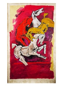 ATTR TO MAQBOOL FIDA HUSAIN INDIAN OIL PAINTING