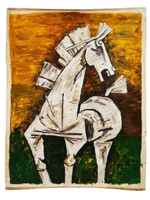 ATTR TO MAQBOOL FIDA HUSAIN INDIAN OIL PAINTING