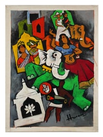 INDIAN PAINTING BY MAQBOOL FIDA HUSAIN SIGNED