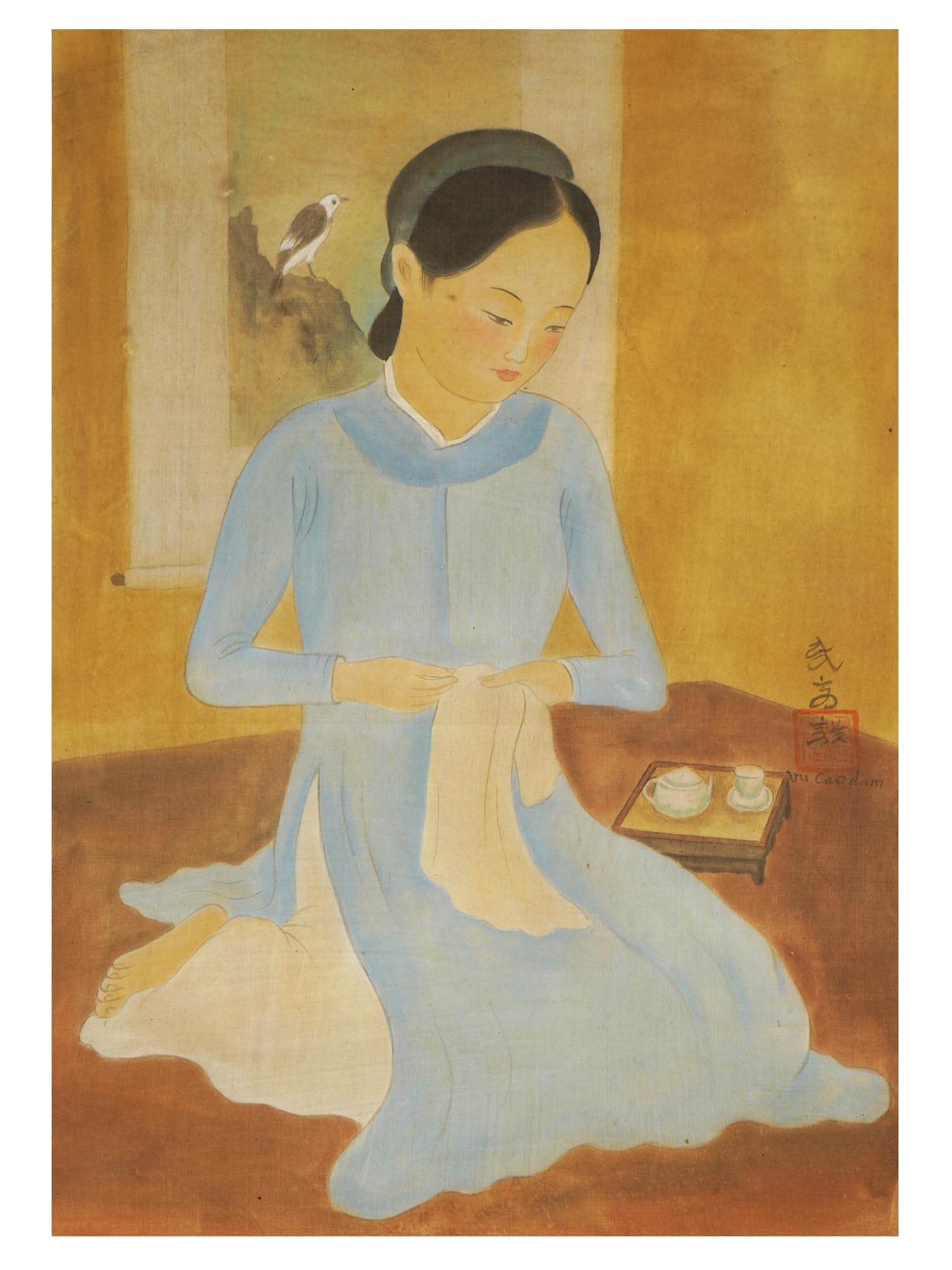 ATTR VU CAO DAM VIETNAMESE WATERCOLOR PAINTING SILK (1 of 4)