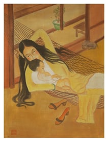 ATTR LE VAN DE VIETNAMESE WATERCOLOR PAINTING ON SILK