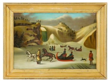 ATTR TO ROBERT CLOW TODD WINTER SCENE OIL PAINTING